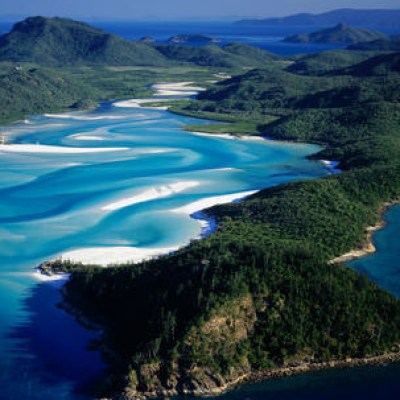 an island in the middle of a body of water