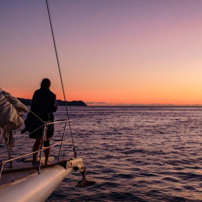 a small boat in a body of water