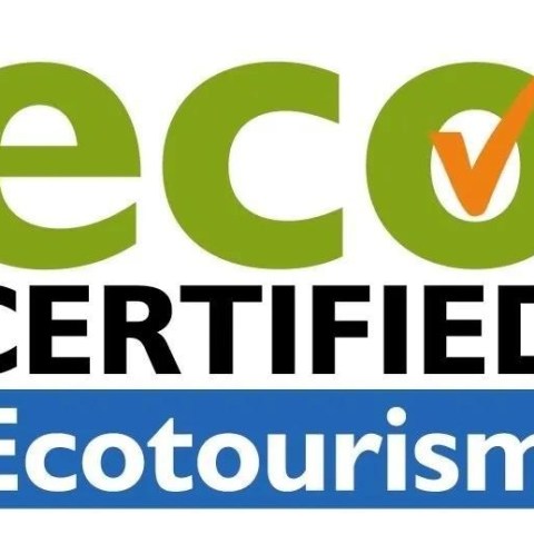 Logo with 'eco certified ecotourism' and an orange check mark.
